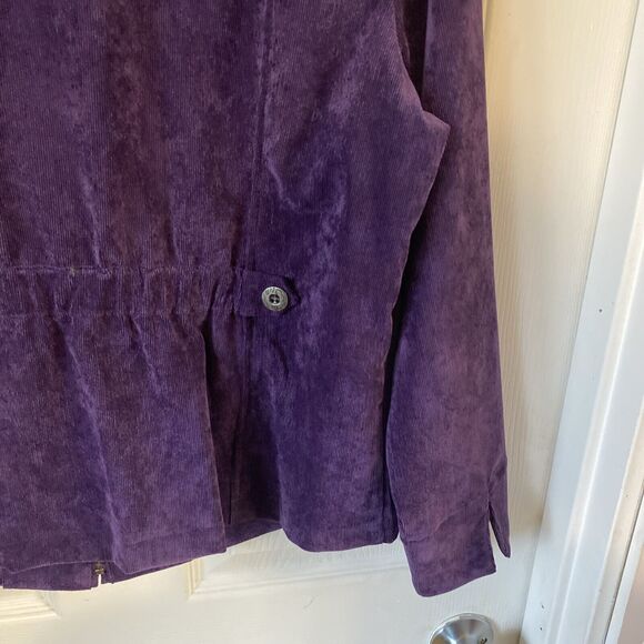 Christopher & Banks Purple Corduroy Zip Up Long Sleeve Shirt Womens Petite Large - Picture 12 of 15